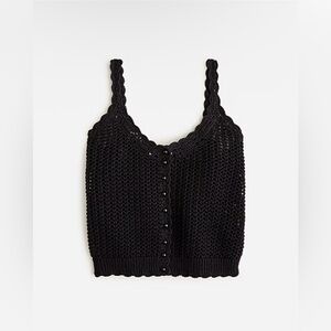 J. Crew Black Crochet Button-Front Camisole